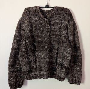 Handmade Brown Half Button Sweater